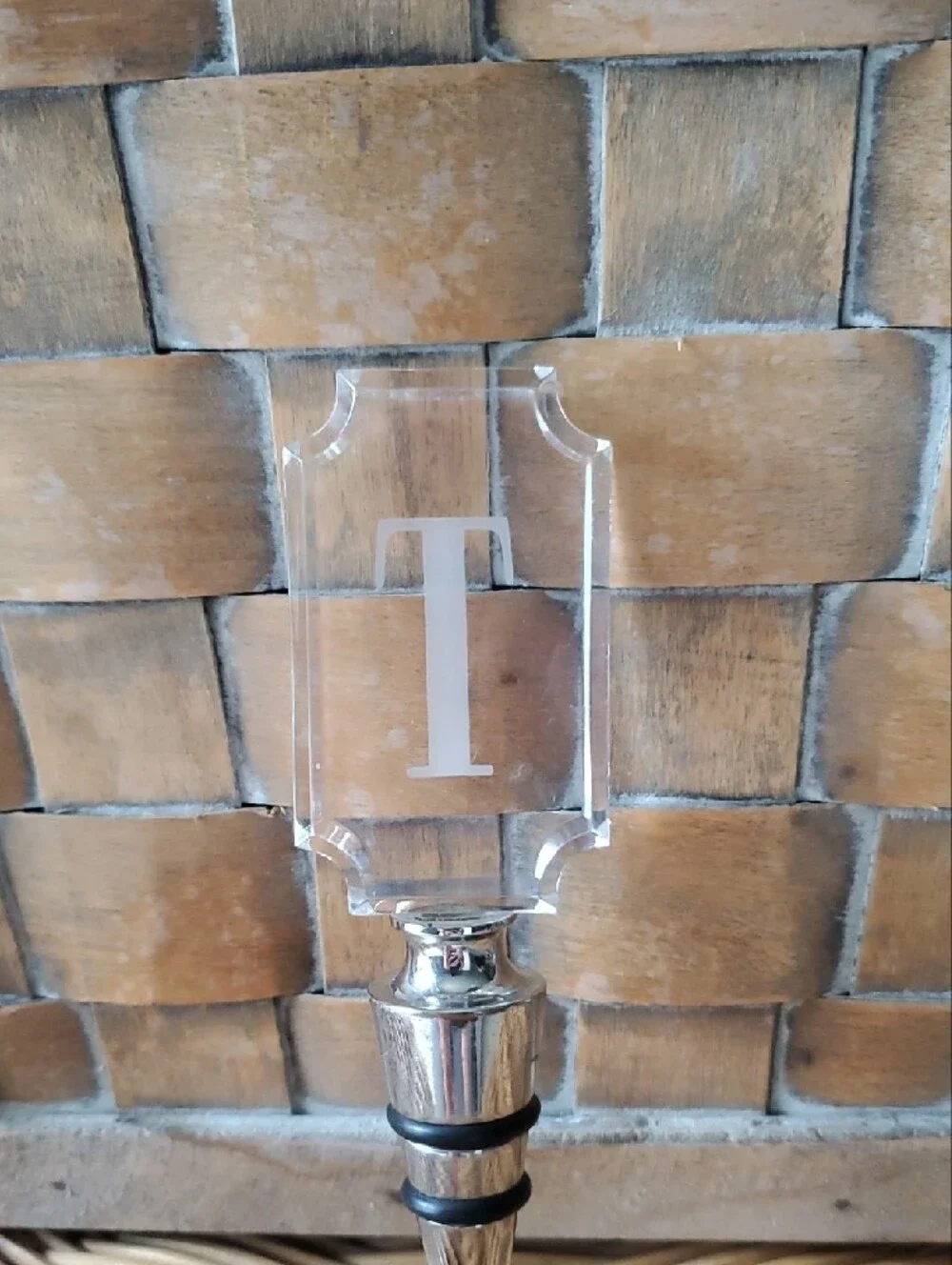 Monogram 'T' Clear Acrylic and Silver-Tone Bottle Stopper